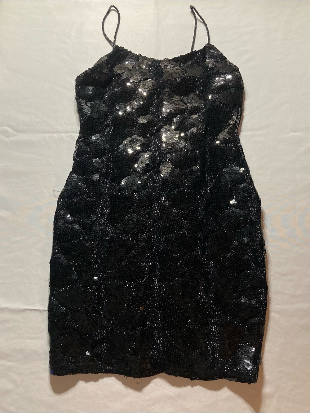 Black Sequin Spaghetti-Strap Mini Dress - Picture 1 of 9